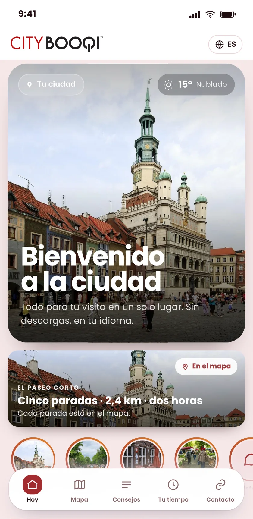 CityBooqi con la guía digital en un teléfono